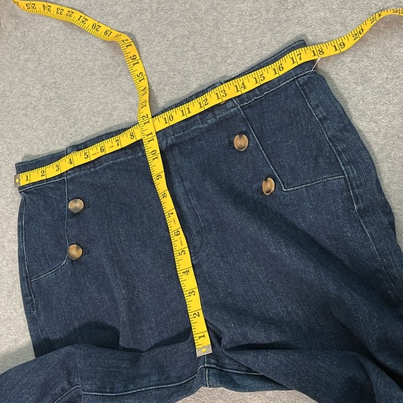 Wide Leg High Rise Jeans Womens Size 12 Coastal Sailor Nautical Ankle - Picture 5 of 12